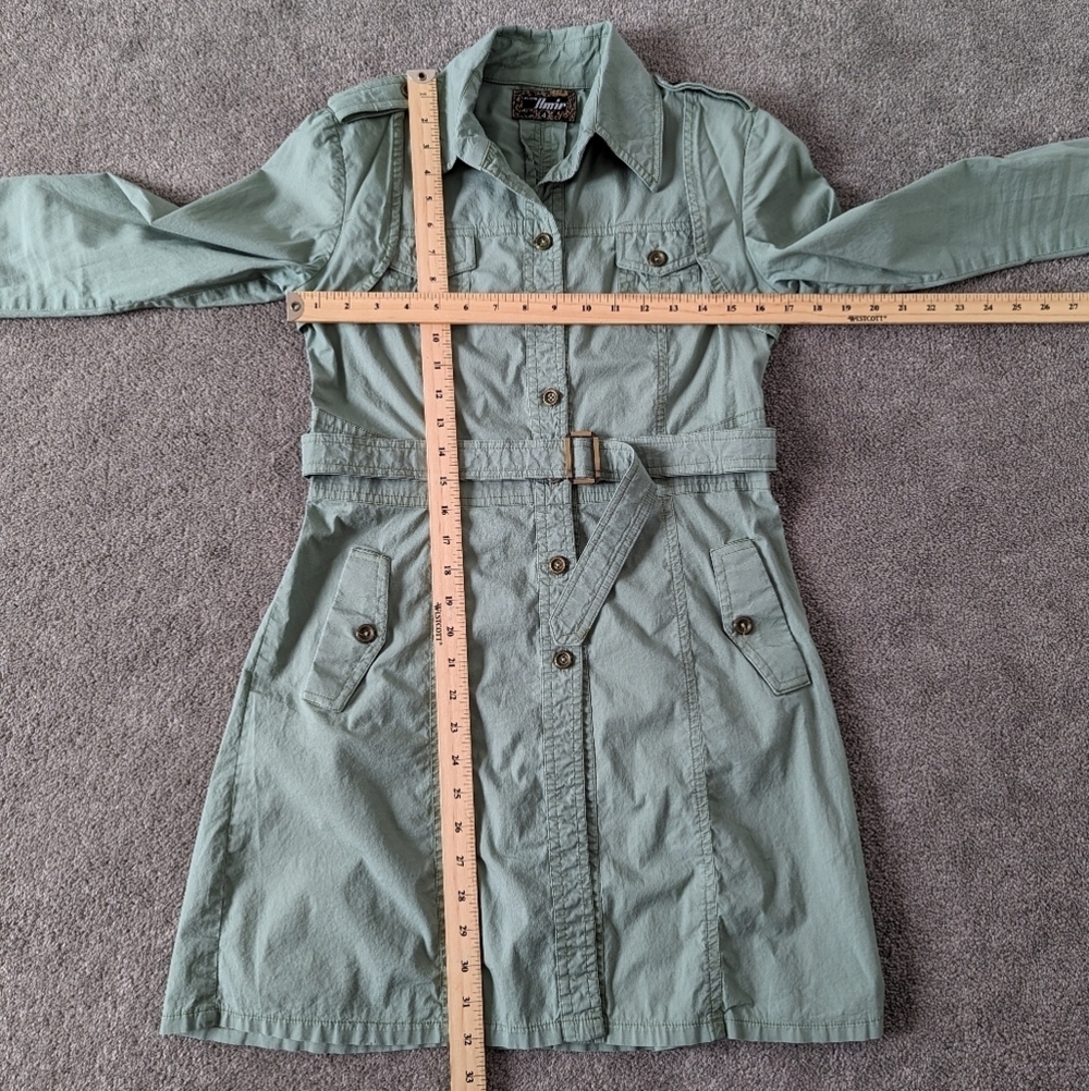 Amir Military-Inspired Belted Shirt Dress - Size 4 Green Cotton Gorpcore Fall - Picture 11 of 13